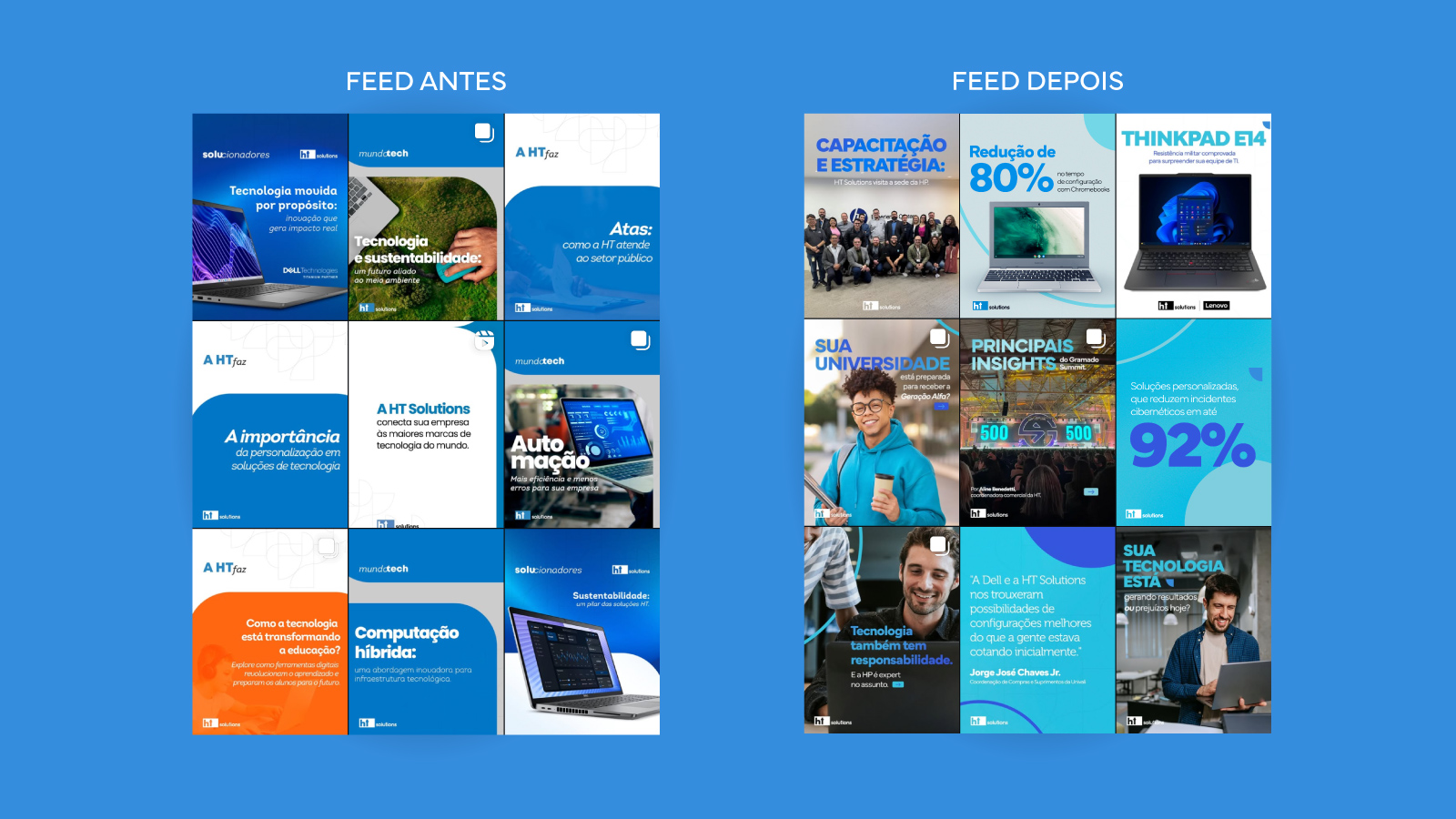 Feed antes e feed depois